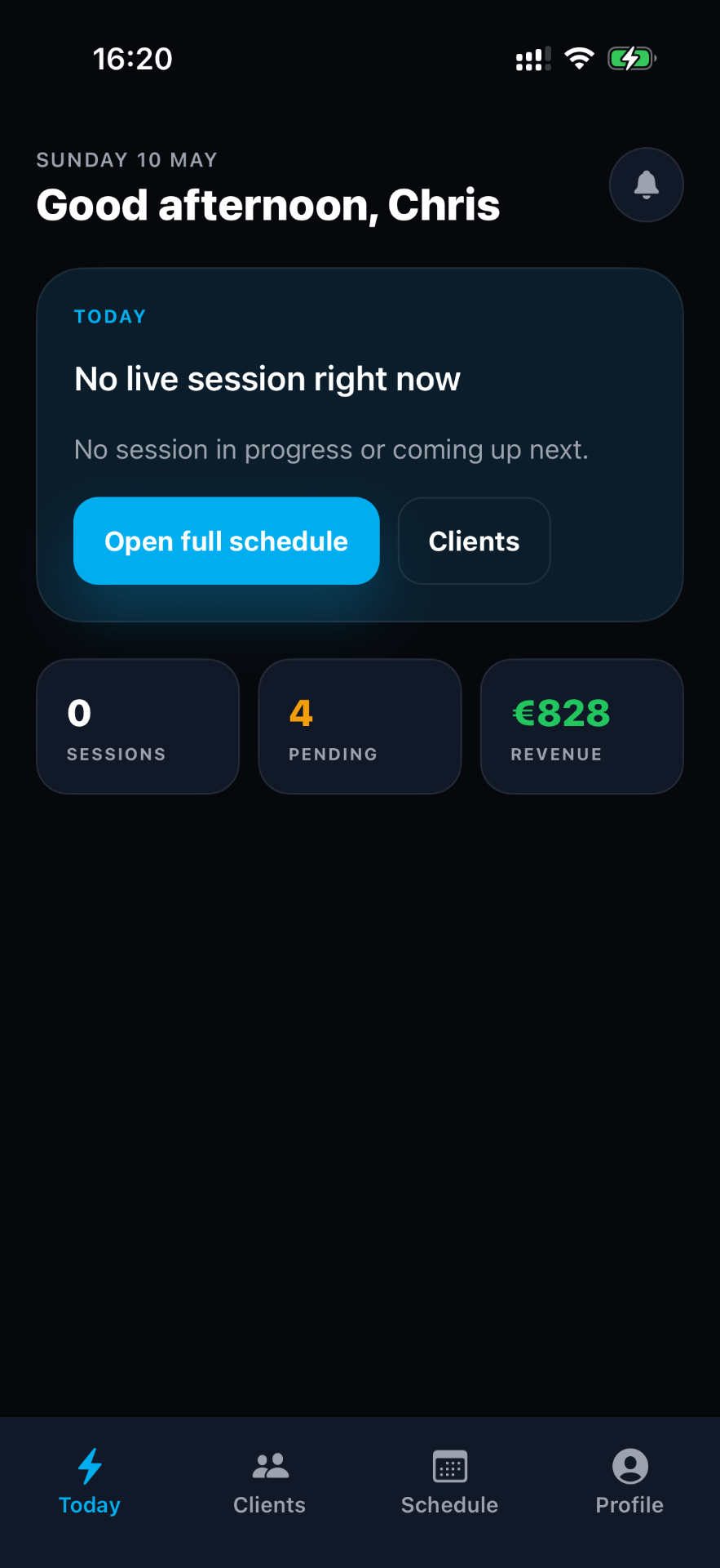 TrainerBuddy app home